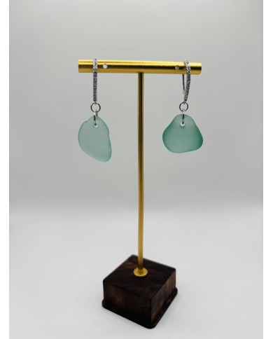 PENDIENTES DE CRISTAL MARINO  ARTESANOS