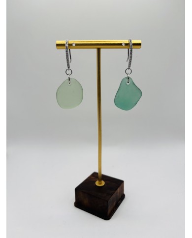 PENDIENTES DE CRISTAL MARINO  ARTESANOS