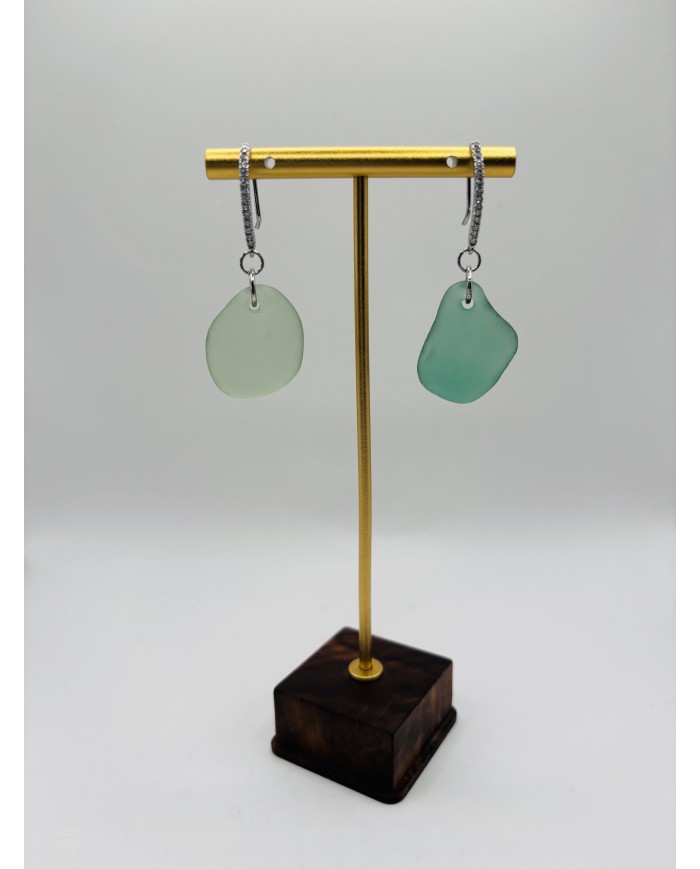 PENDIENTES DE CRISTAL MARINO  ARTESANOS