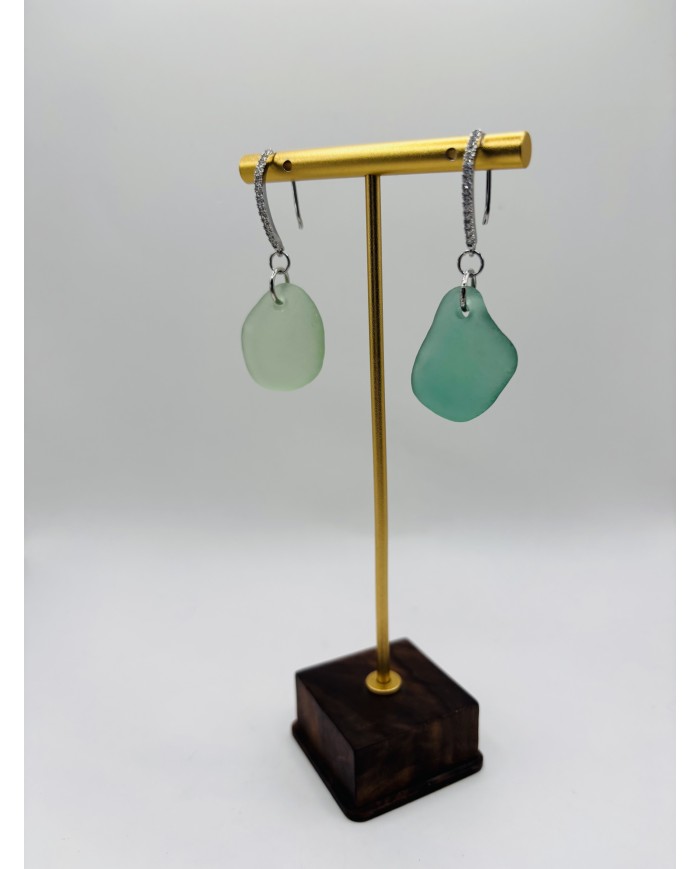 PENDIENTES DE CRISTAL MARINO  ARTESANOS