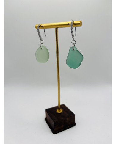 PENDIENTES DE CRISTAL MARINO  ARTESANOS