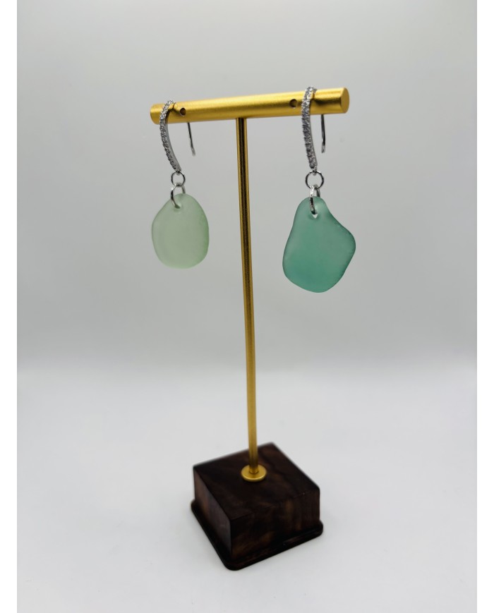 PENDIENTES DE CRISTAL MARINO  ARTESANOS
