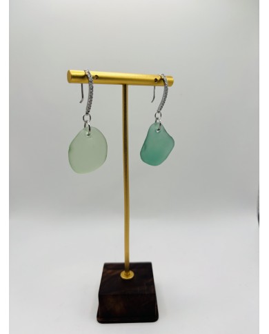 PENDIENTES DE CRISTAL MARINO  ARTESANOS