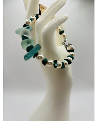 PULSERA ARTESANA DE CRISTAL MARINO