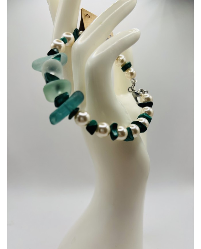 PULSERA ARTESANA DE CRISTAL MARINO