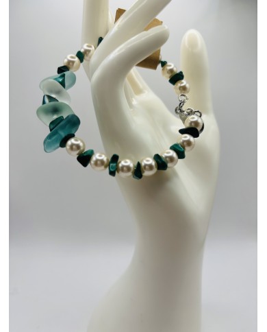 PULSERA ARTESANA DE CRISTAL MARINO