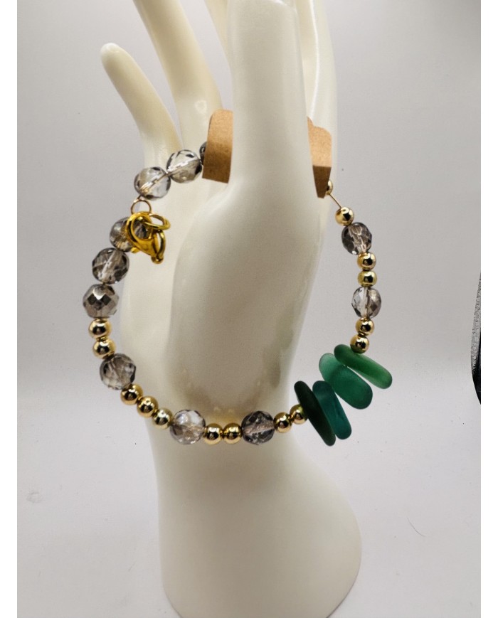 PULSERA DE CRISTAL MARINO  ARTESANA