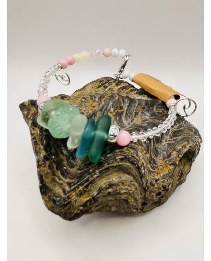 PULSERA ARTESANA DE CRISTAL MARINO