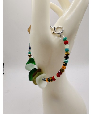 PULSERA ARTESANA DE CRISTAL MARINO