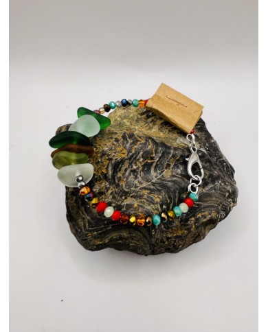 PULSERA ARTESANA DE CRISTAL MARINO
