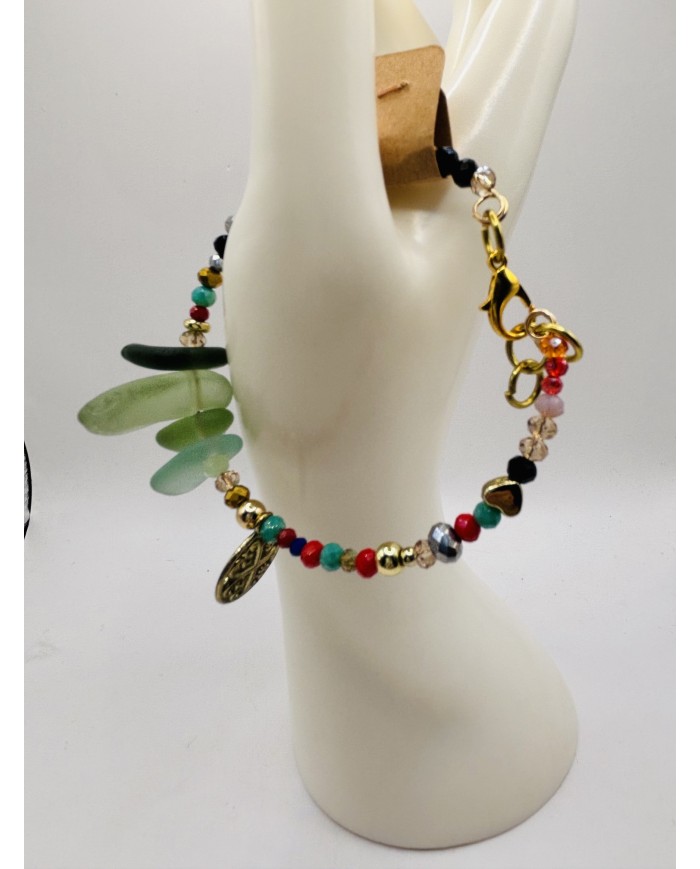 PULSERA ARTESANA DE CRISTAL MARINO