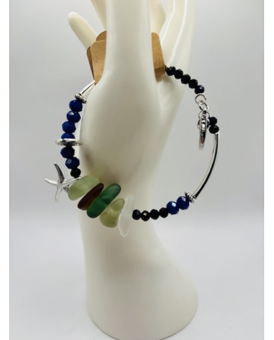 PULSERA ARTESANA DE CRISTAL MARINO