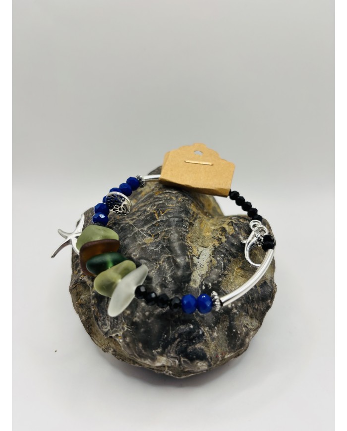 PULSERA ARTESANA DE CRISTAL MARINO