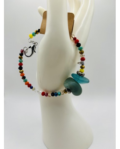 PULSERA ARTESANA DE CRISTAL MARINO