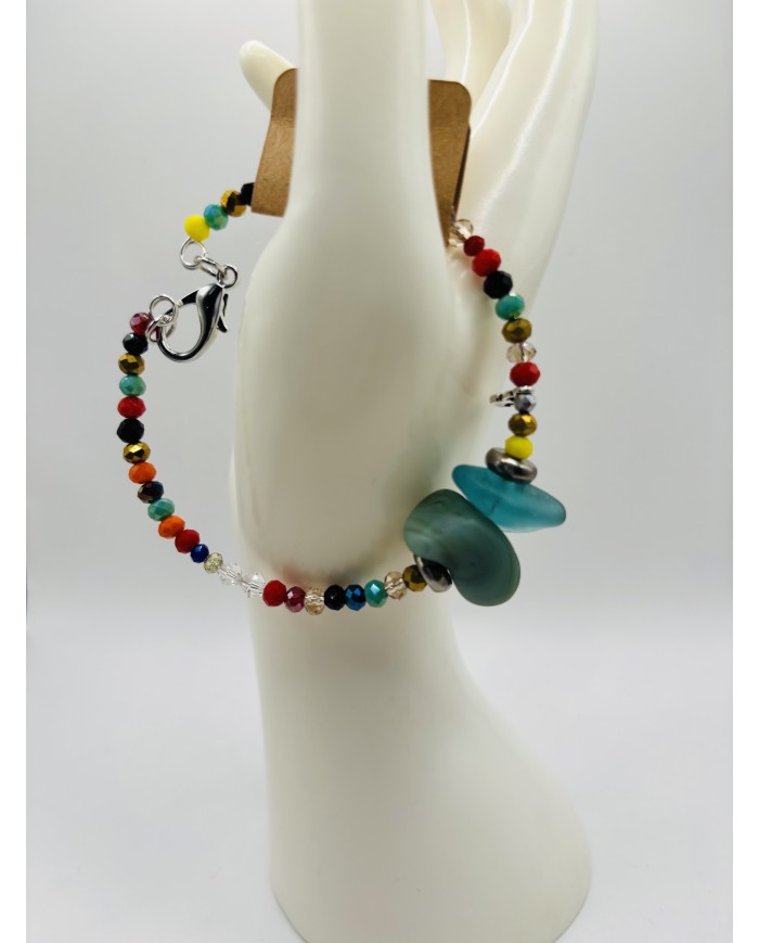 PULSERA ARTESANA DE CRISTAL MARINO