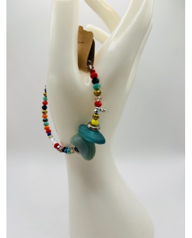 PULSERA ARTESANA DE CRISTAL MARINO