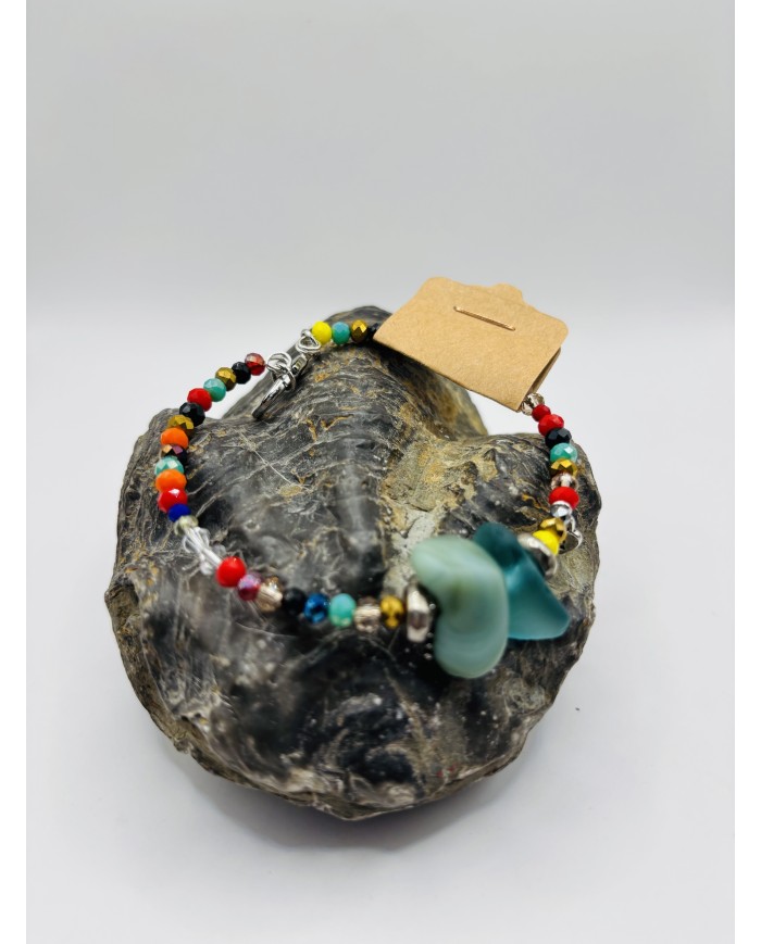 PULSERA ARTESANA DE CRISTAL MARINO