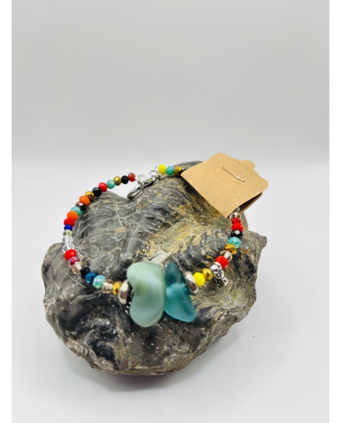 PULSERA ARTESANA DE CRISTAL MARINO