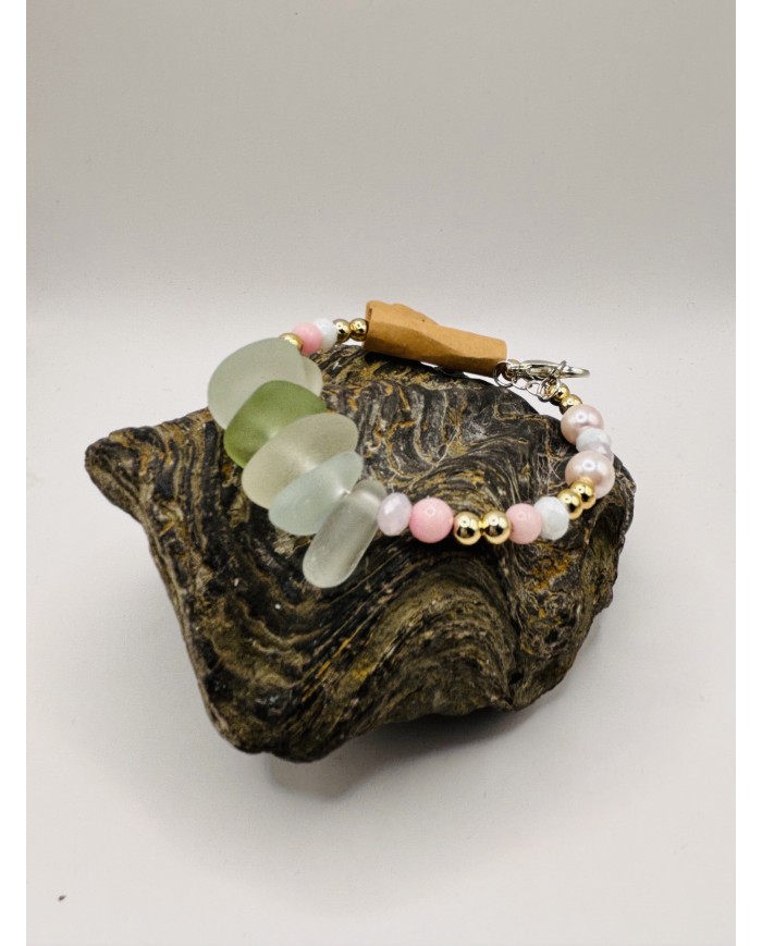 PULSERA DE CRISTAL MARINO  ARTESANO