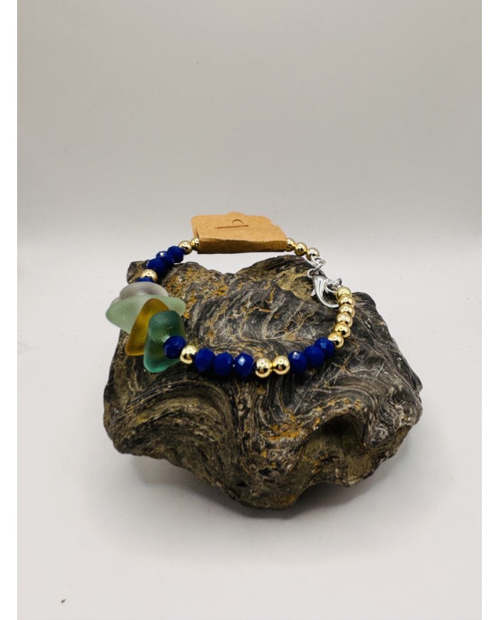 PULSERA ARTESANA DE CRISTAL MARINO