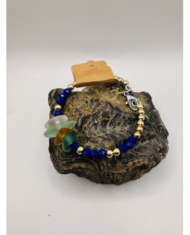 PULSERA ARTESANA DE CRISTAL MARINO