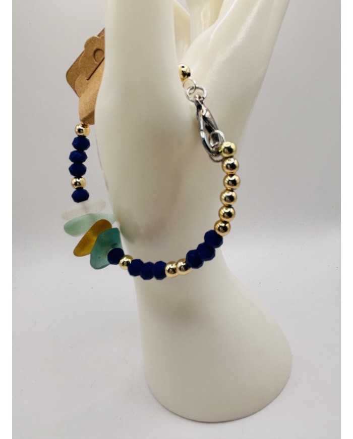 PULSERA ARTESANA DE CRISTAL MARINO