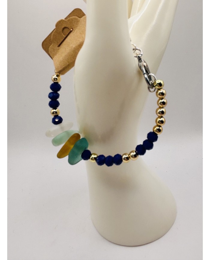 PULSERA ARTESANA DE CRISTAL MARINO