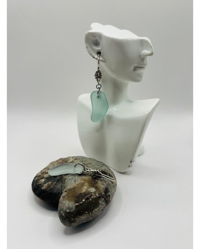 PENDIENTES DE CRISTAL MARINO EDICIÓN PLATA