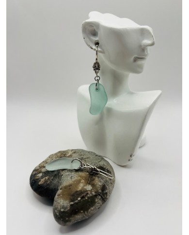 PENDIENTES DE CRISTAL MARINO EDICIÓN PLATA