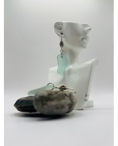 PENDIENTES DE CRISTAL MARINO EDICIÓN PLATA