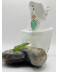 PENDIENTES ARTESANOS DE CRISTAL  MARINO EDICIÓN PLATA