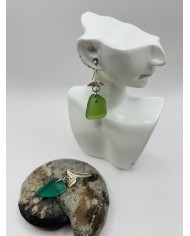 PENDIENTES ARTESANOS DE CRISTAL MARINO EDICIÓN PLATA