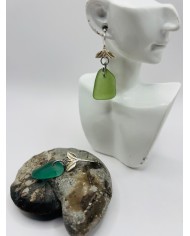 PENDIENTES ARTESANOS DE CRISTAL MARINO EDICIÓN PLATA
