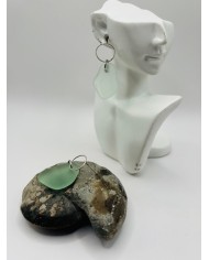 PENDIENTES ARTESANOS DE CRISTAL  MARINO EDICIÓN PLATA