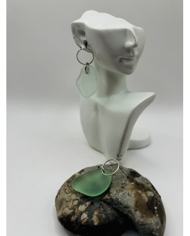 PENDIENTES ARTESANOS DE CRISTAL  MARINO EDICIÓN PLATA