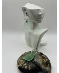 PENDIENTES ARTESANOS DE CRISTAL  MARINO EDICIÓN PLATA