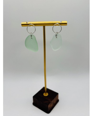 PENDIENTES ARTESANOS DE CRISTAL  MARINO EDICIÓN PLATA