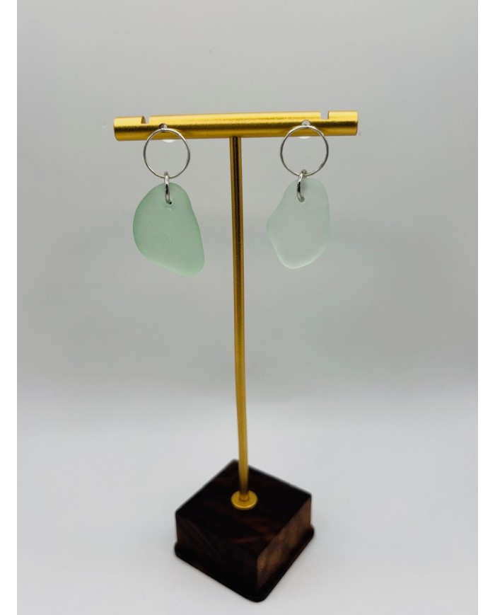 PENDIENTES ARTESANOS DE CRISTAL  MARINO EDICIÓN PLATA
