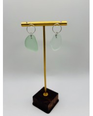 PENDIENTES ARTESANOS DE CRISTAL  MARINO EDICIÓN PLATA