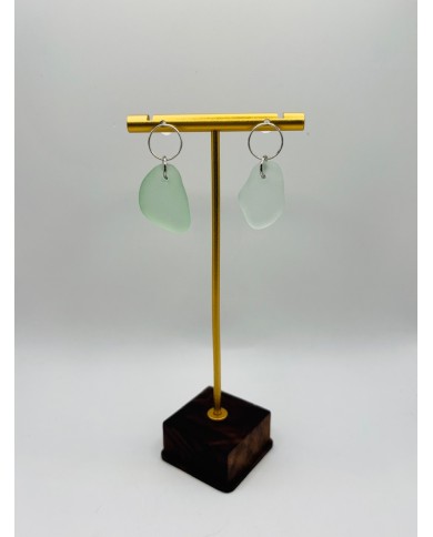 PENDIENTES ARTESANOS DE CRISTAL  MARINO EDICIÓN PLATA
