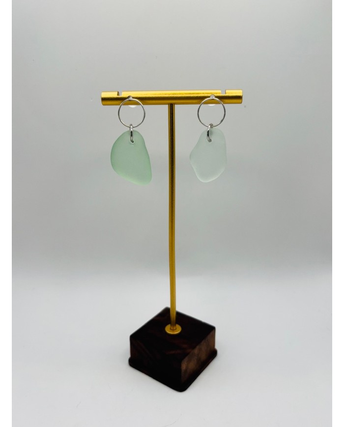 PENDIENTES ARTESANOS DE CRISTAL  MARINO EDICIÓN PLATA