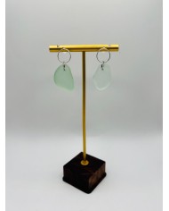 PENDIENTES ARTESANOS DE CRISTAL  MARINO EDICIÓN PLATA