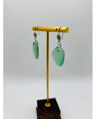 PENDIENTES ARTESANOS DE CRISTAL MARINO EDICIÓN PLATA