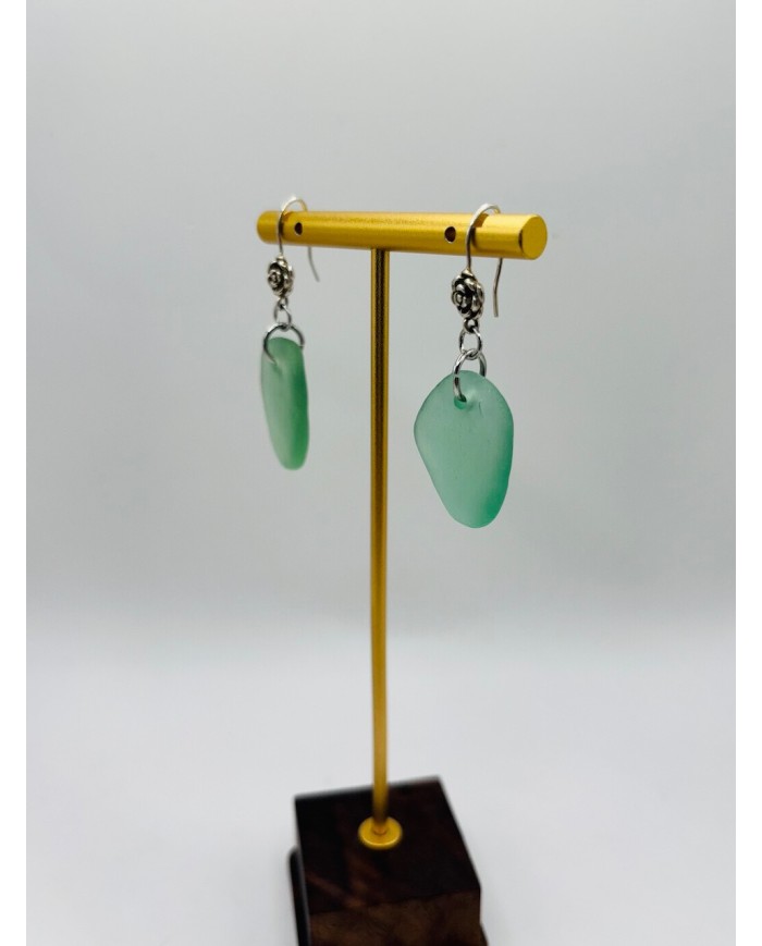 PENDIENTES ARTESANOS DE CRISTAL MARINO EDICIÓN PLATA