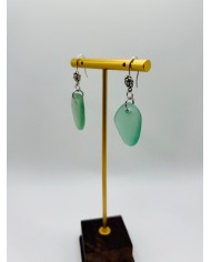 PENDIENTES ARTESANOS DE CRISTAL  MARINO EDICIÓN PLATA