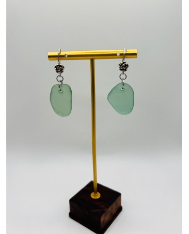 PENDIENTES ARTESANOS DE CRISTAL MARINO EDICIÓN PLATA
