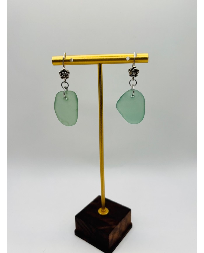 PENDIENTES ARTESANOS DE CRISTAL MARINO EDICIÓN PLATA
