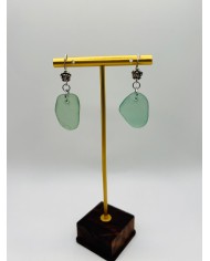 PENDIENTES ARTESANOS DE CRISTAL MARINO EDICIÓN PLATA