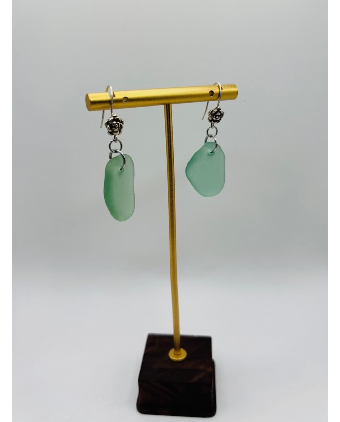 PENDIENTES ARTESANOS DE CRISTAL MARINO EDICIÓN PLATA