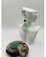 PENDIENTES ARTESANOS DE CRISTAL MARINO EDICIÓN PLATA